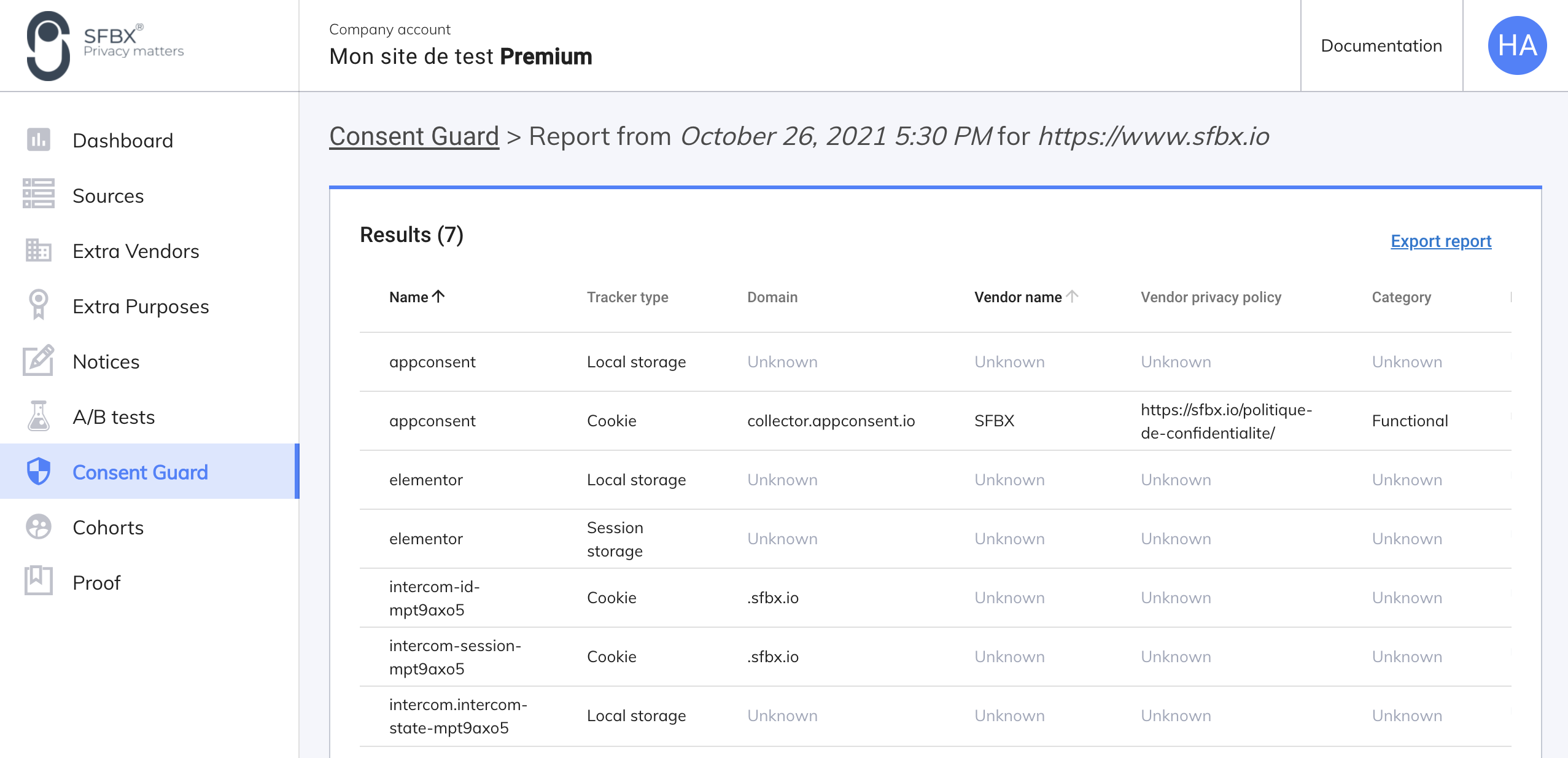Consent Guard report