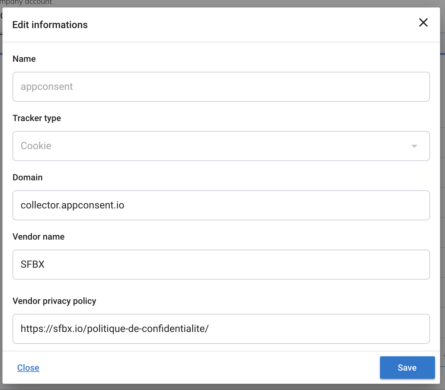 Edit tracker information