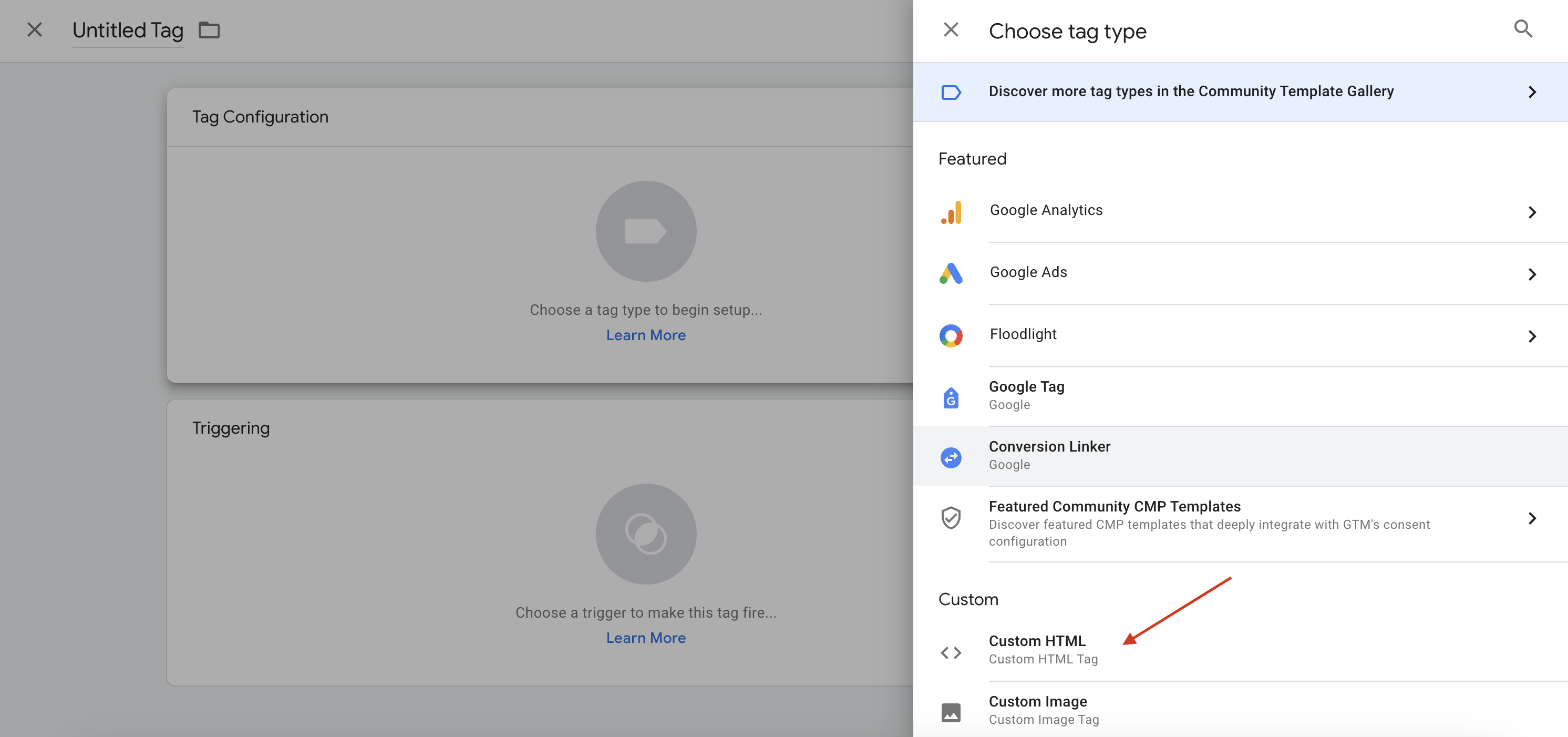 Google Tag Manager extra vendor select custom html