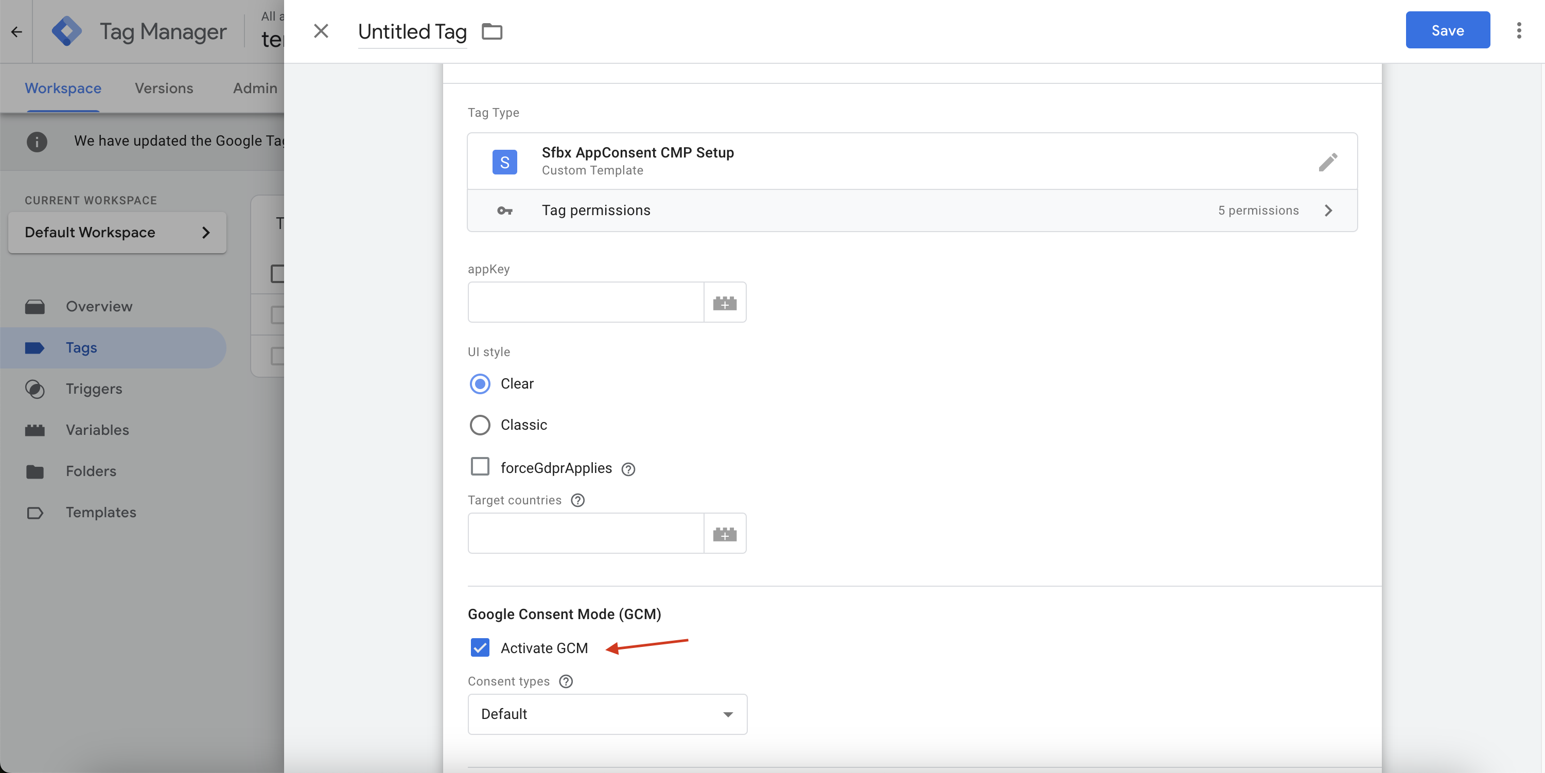 Google Analytics verifier si enableGCM est actif dans GTM