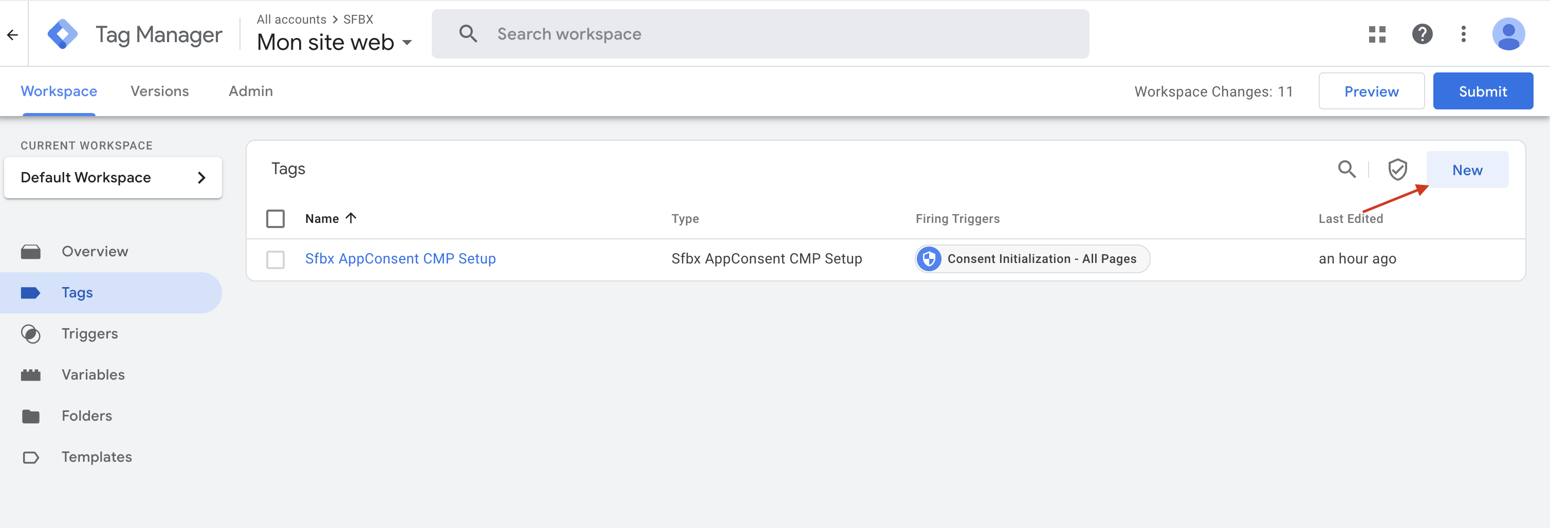Google Analytics add new tag