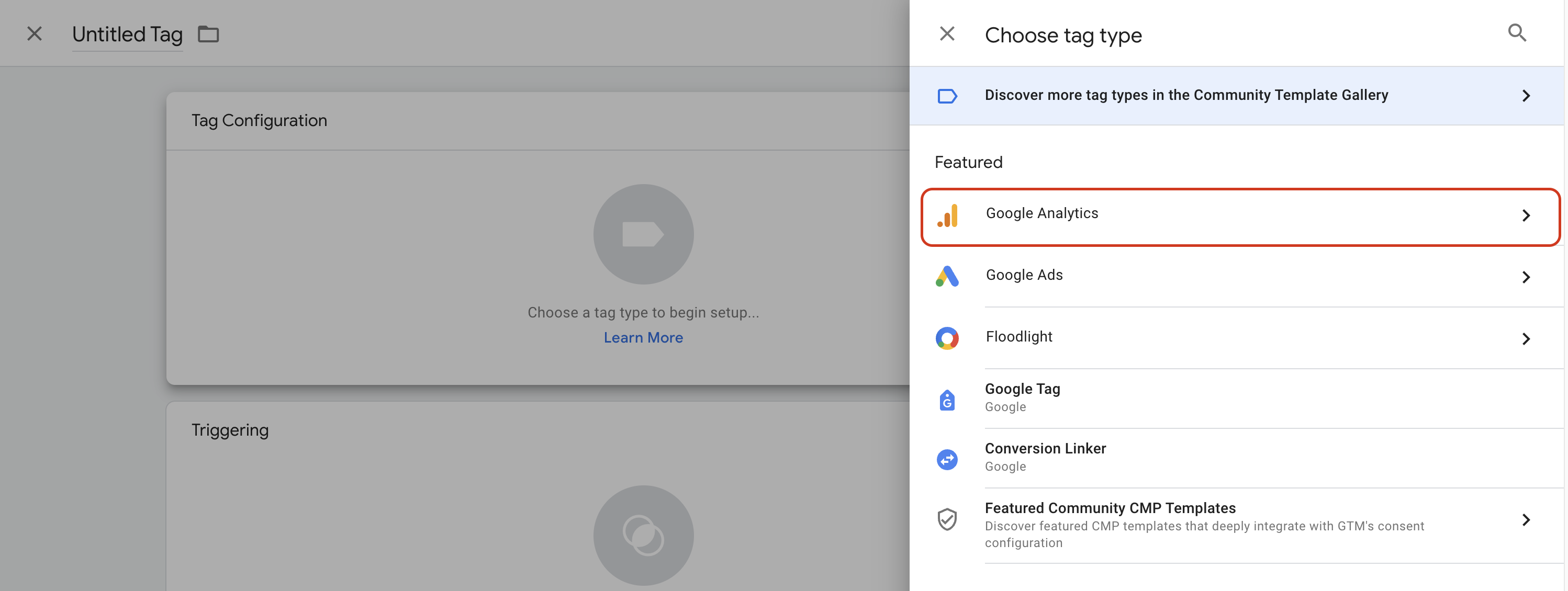 Google Analytics selection de google analytics