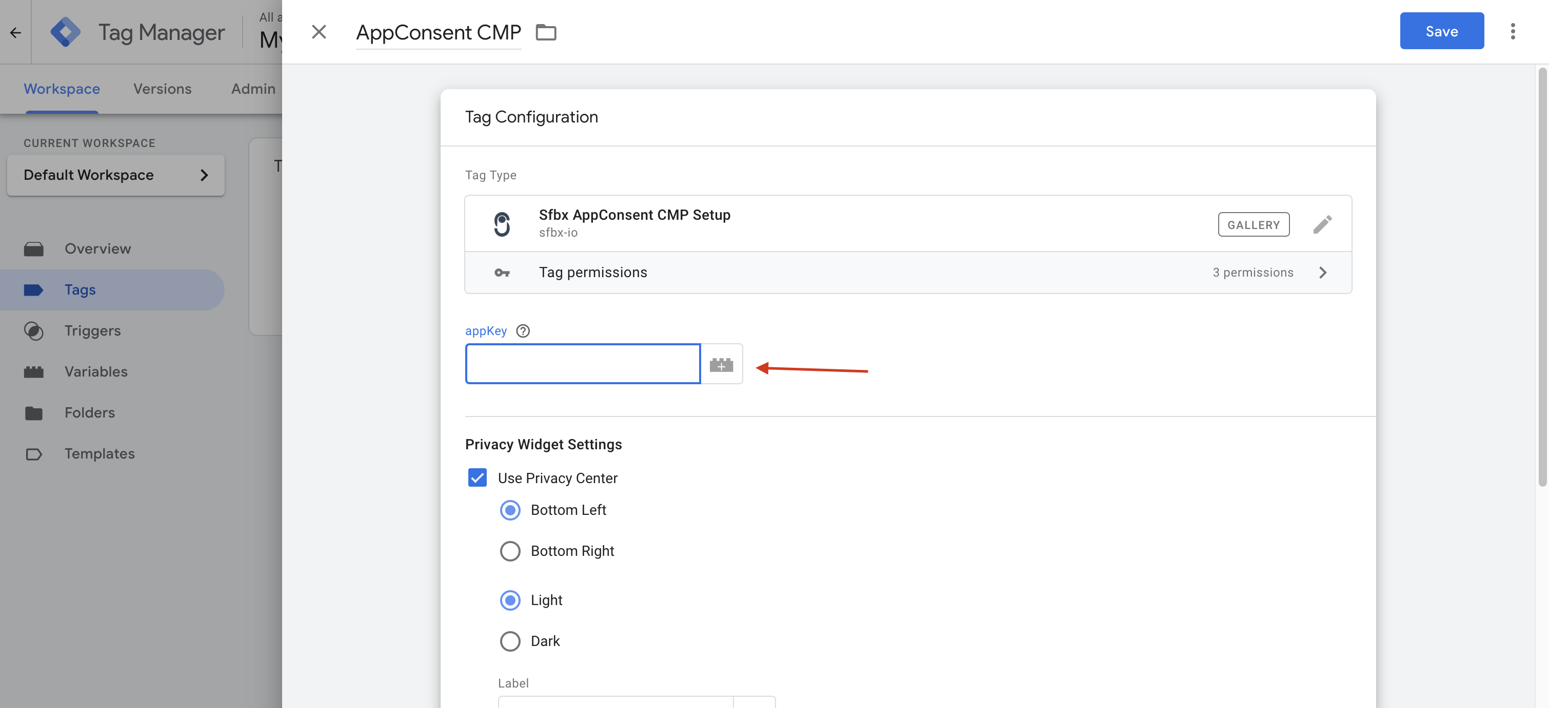Google Tag Manager import template