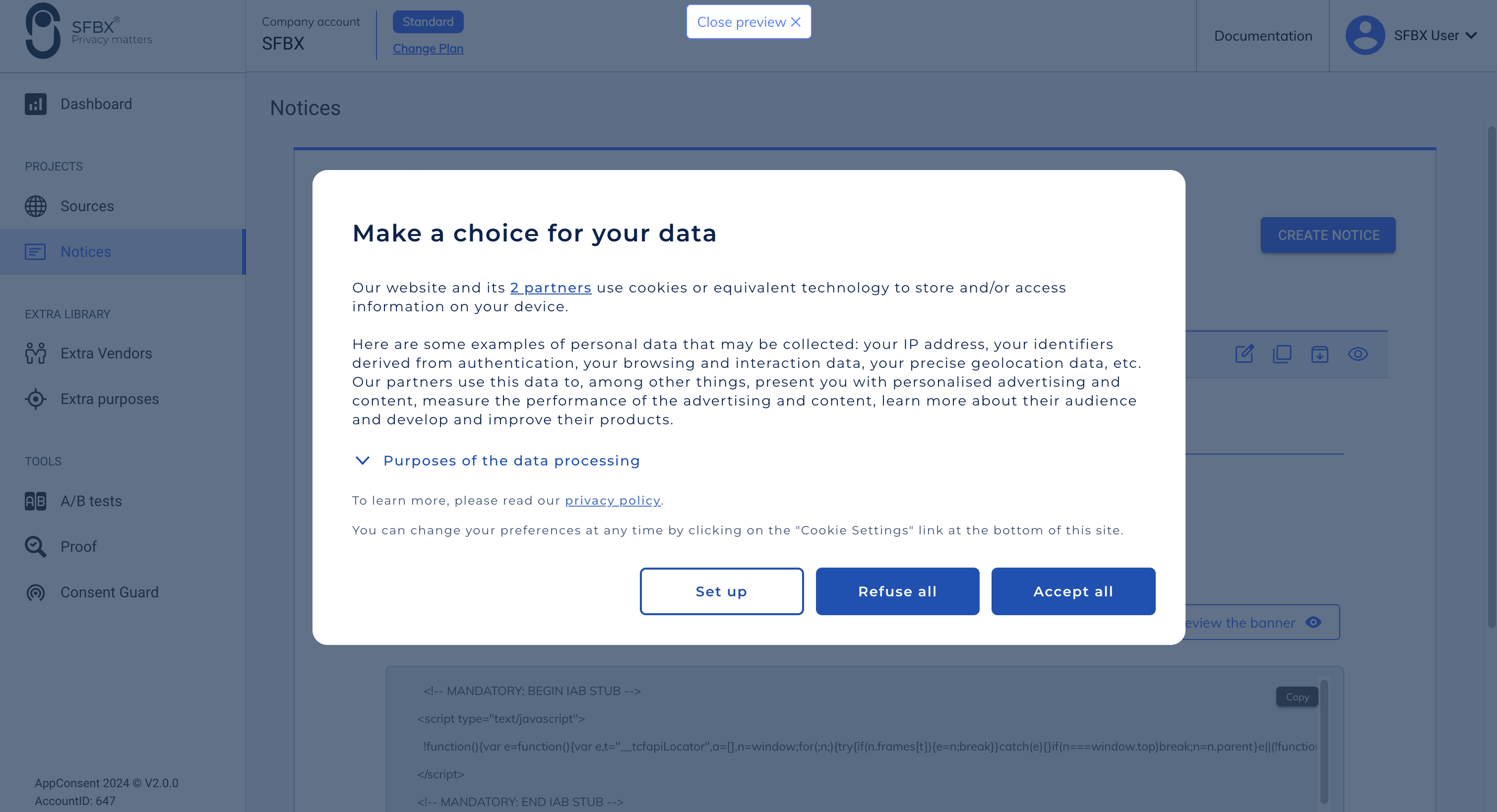 Web notice Classic template banner