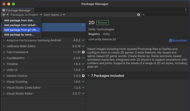 Add package from git URL