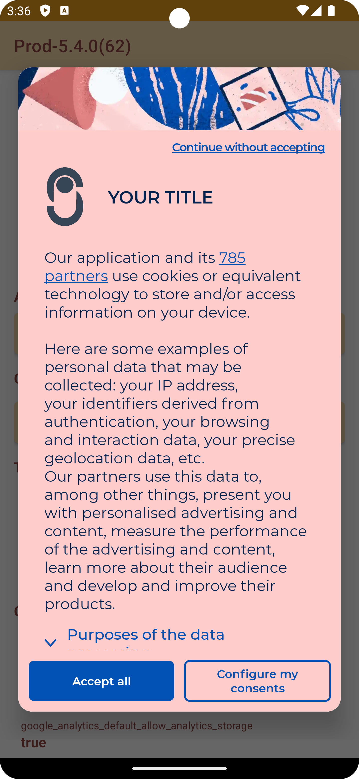 Example of rendering configured in the code example above