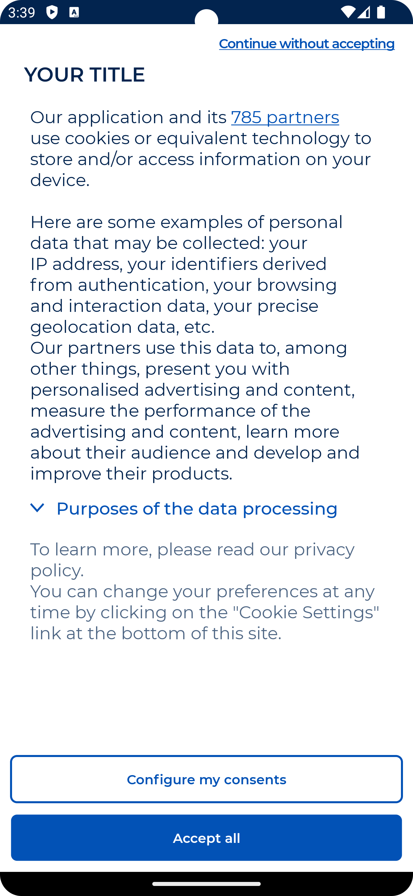Example of rendering configured in the code example above