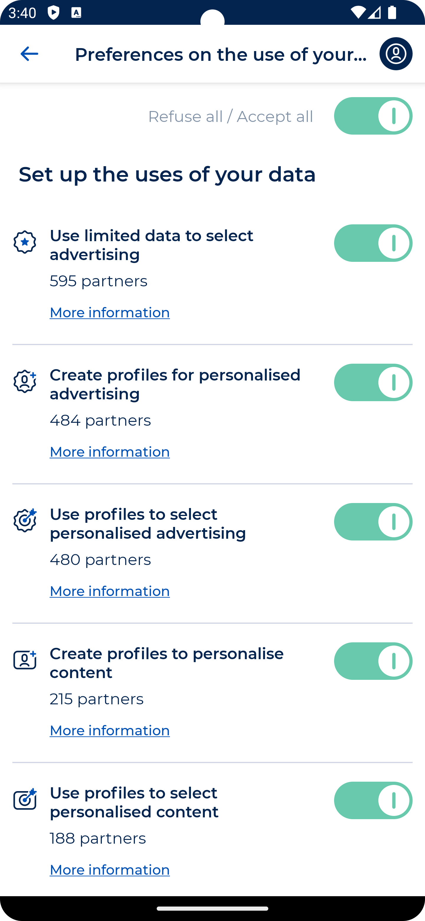 Example of rendering with vertically aligned buttons and CMP in popup mode