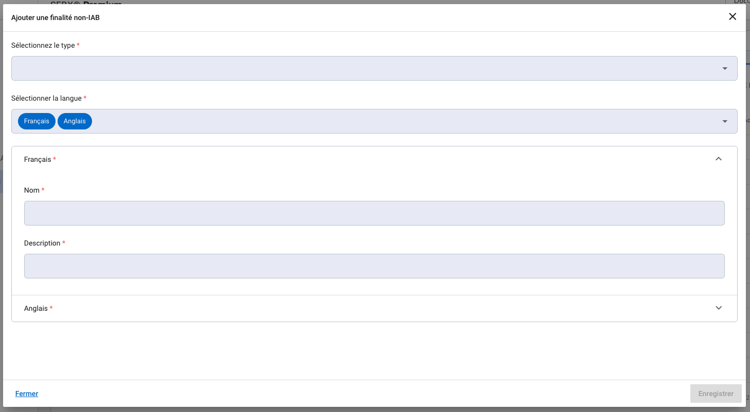 Add extra purpose Select language field