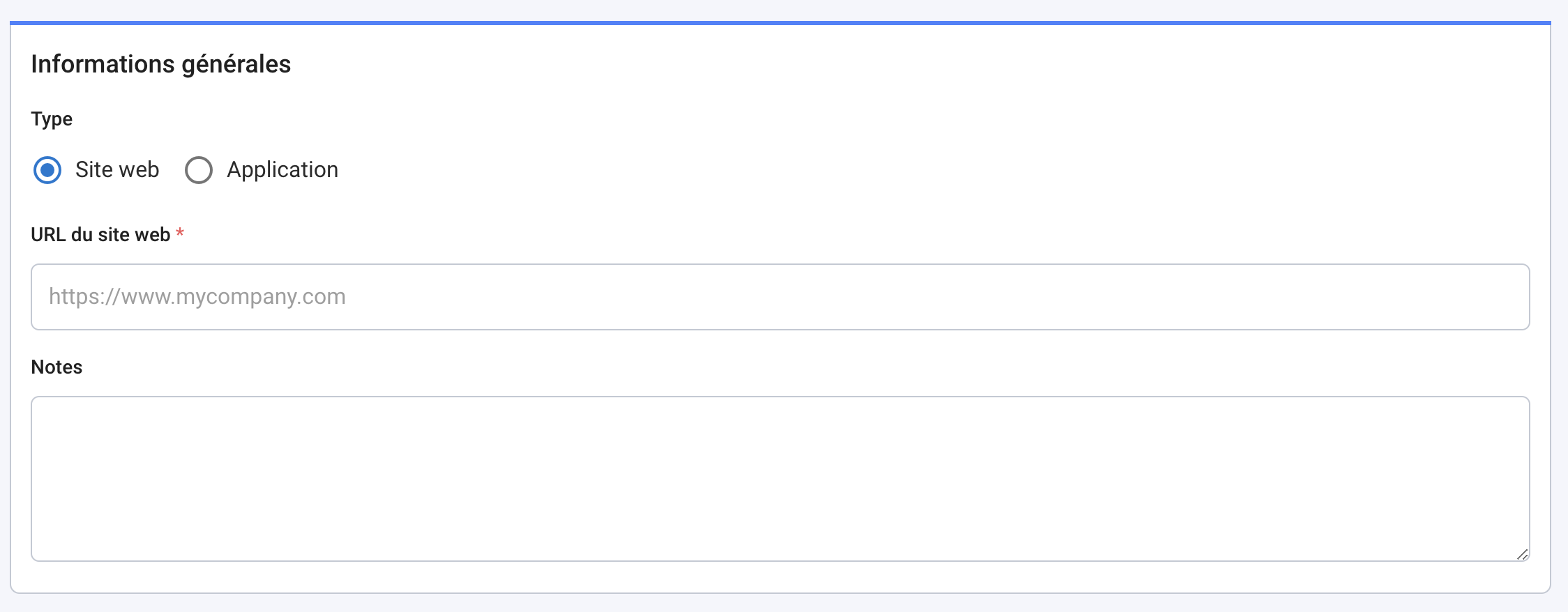 Create source General Information
