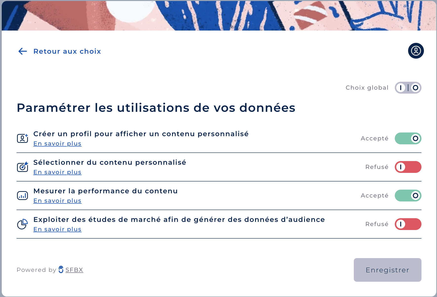 Web notice Clear template settings page