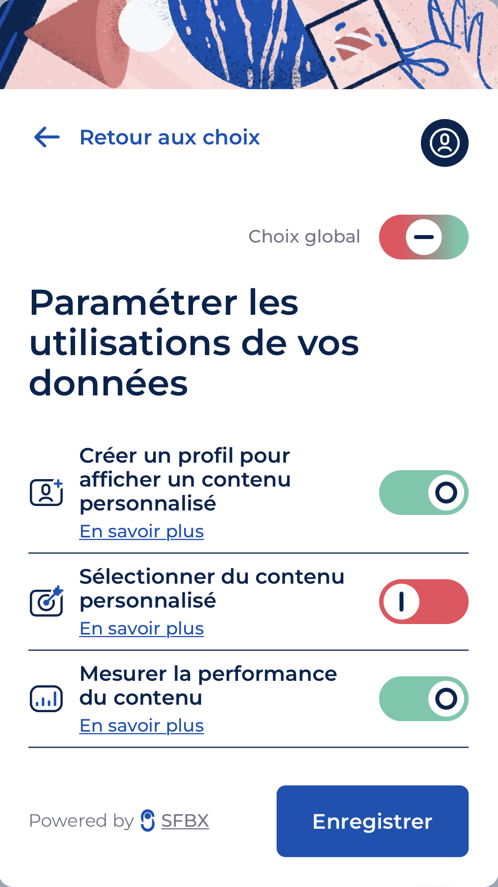 mobile notice classic template settings page