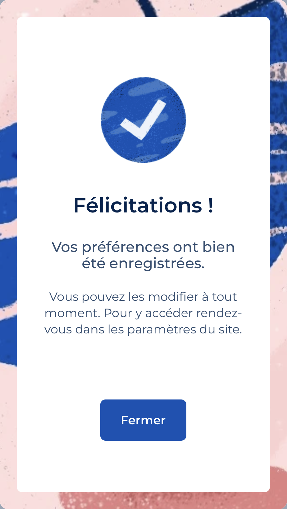 mobile notice classic template success page