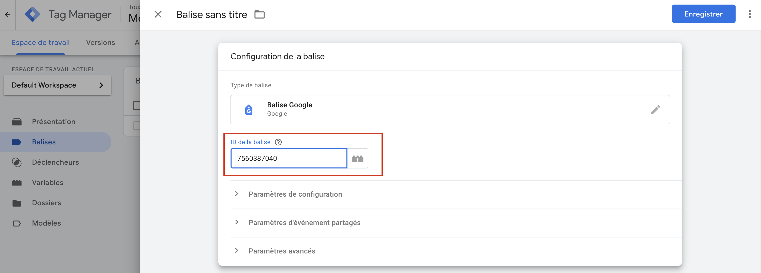 Google Analytics coller l'id de mesure dans le tag