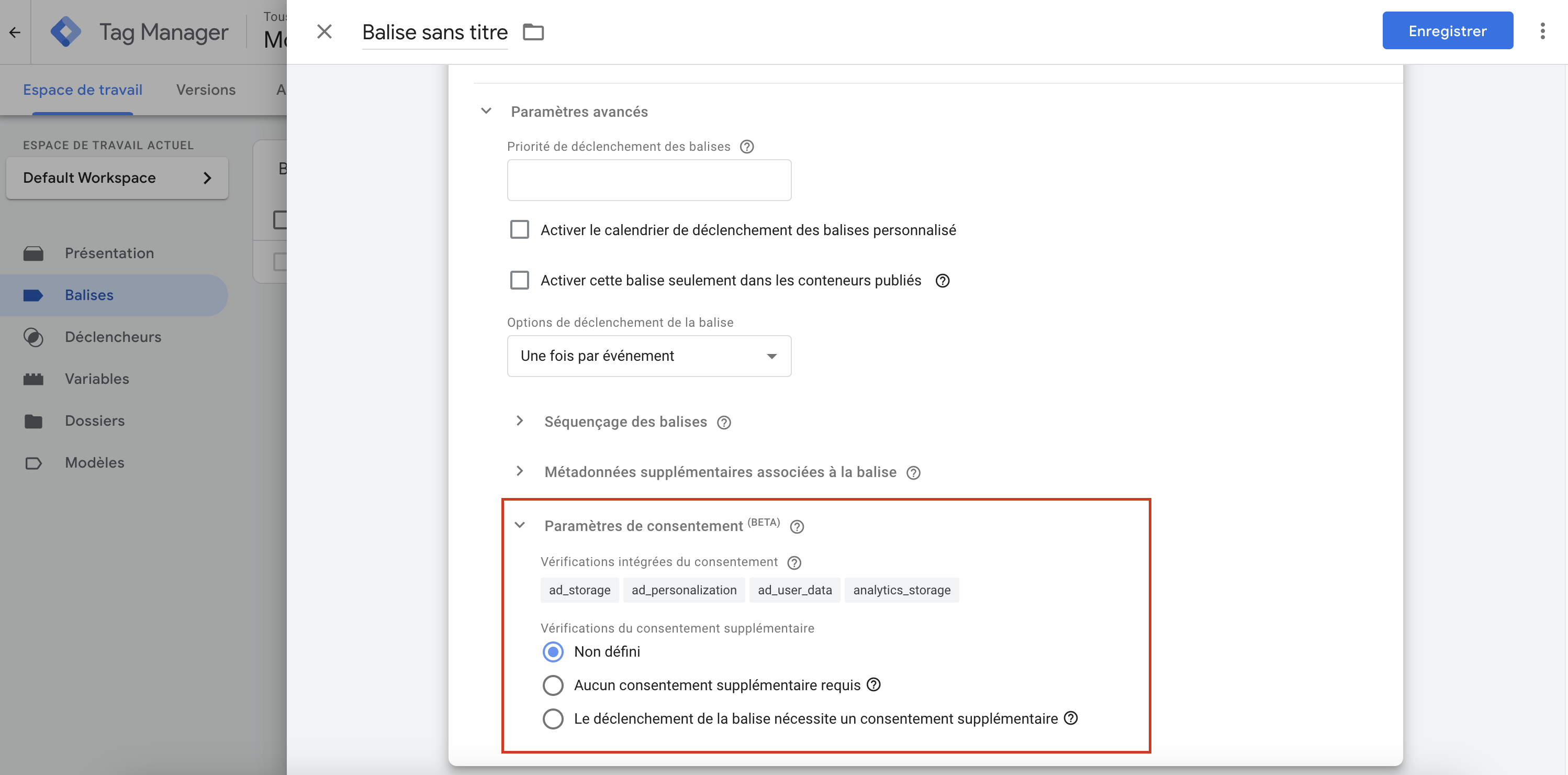 Google Analytics signals GCM dans le tag