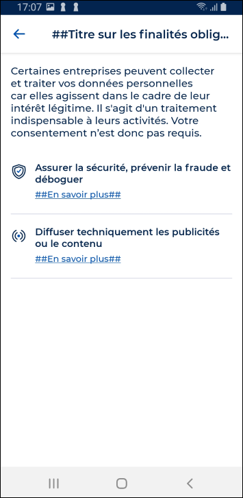 mobile notice mandatories purposes