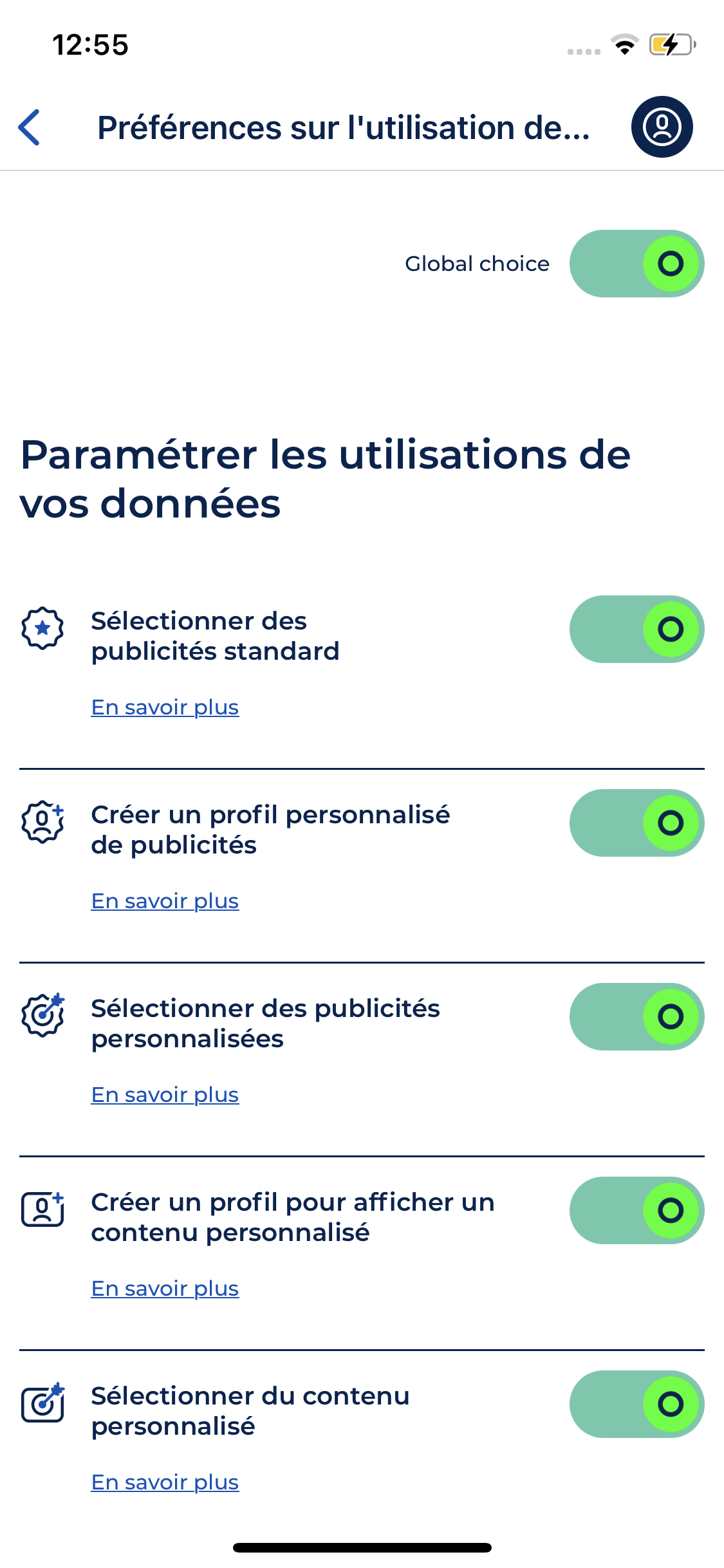 Switch on button color