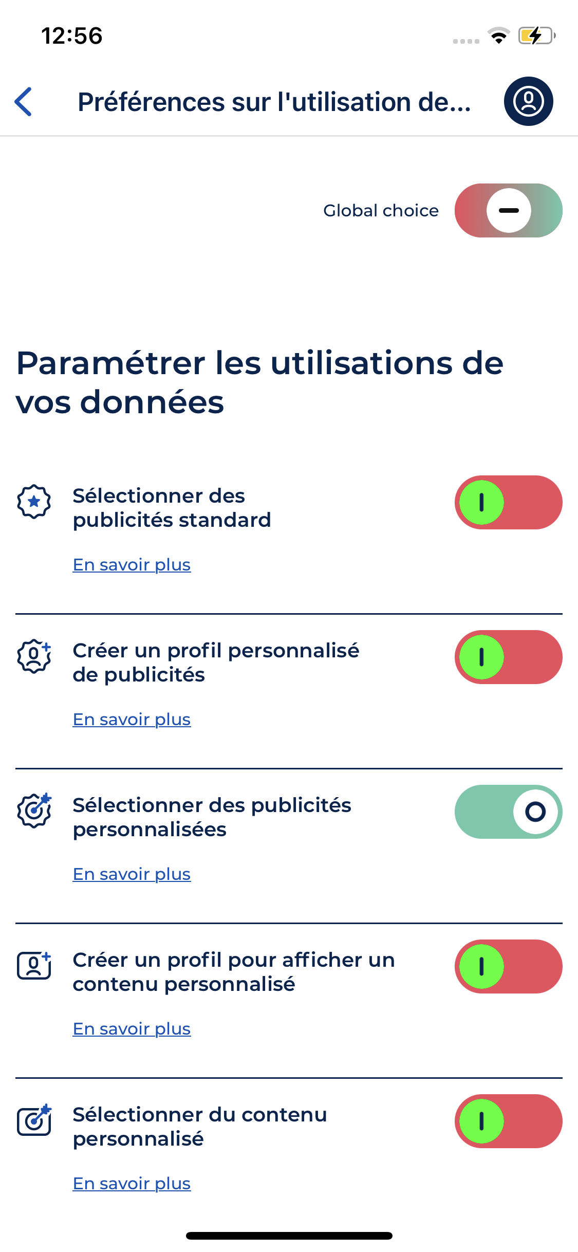 Switch off button color